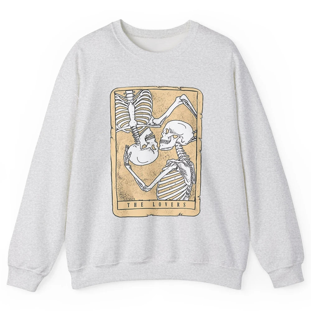 Tarot Card The Lovers Skeleton Couple Funny Skull Vintage Astrology Gothic Happy Valentine's Day Unisex Crewneck Sweatshirt