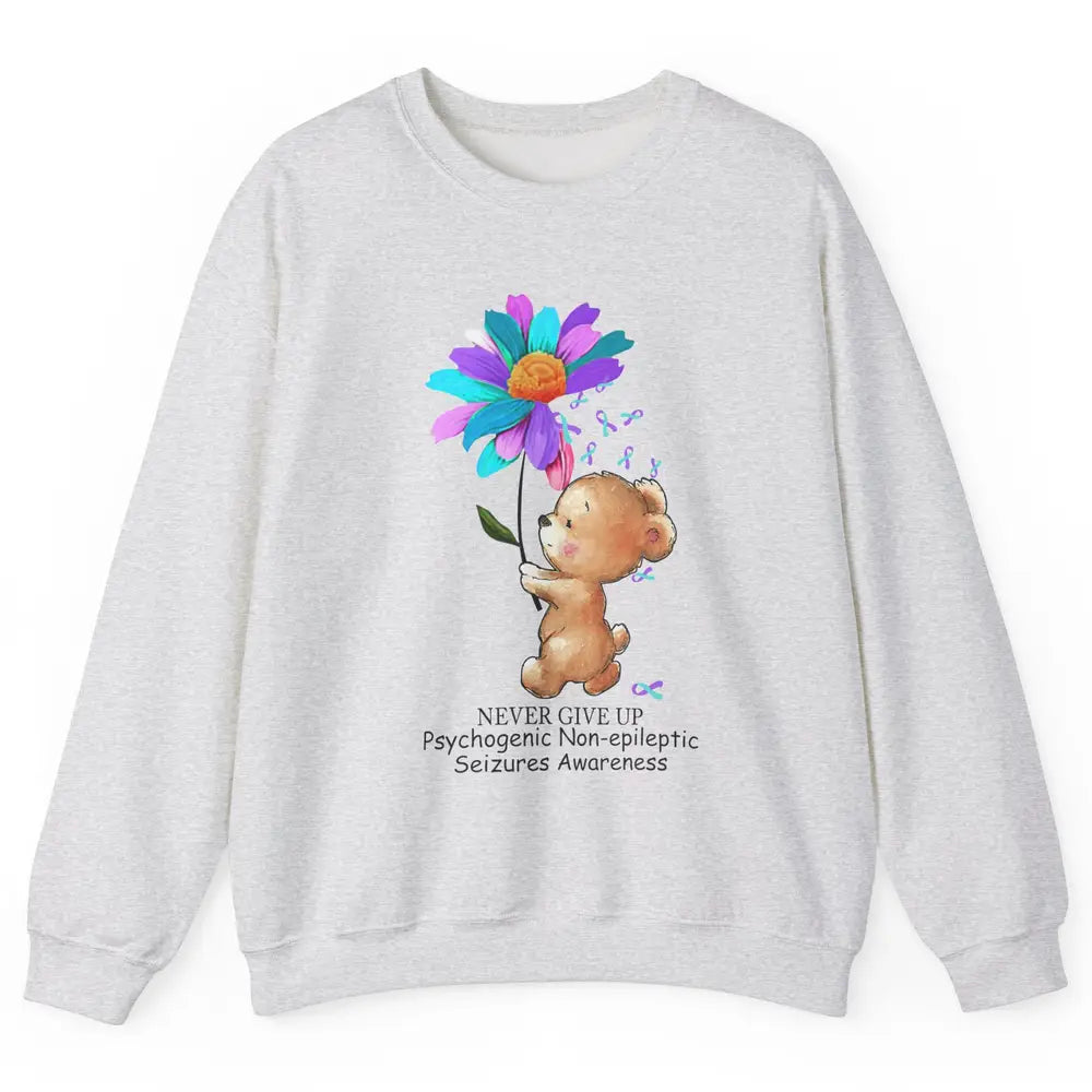 PNES Awareness Purple Teal Ribbon Sunflower Baby Elephant Unisex Crewneck Sweatshirt