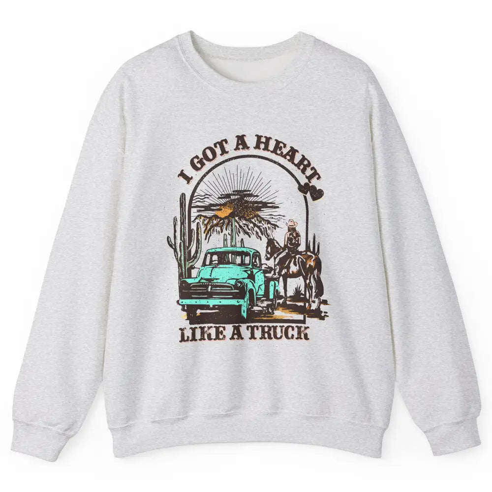 Retro Cowgirl Riding Horse I Got A Heart Western Country Unisex Crewneck Sweatshirt