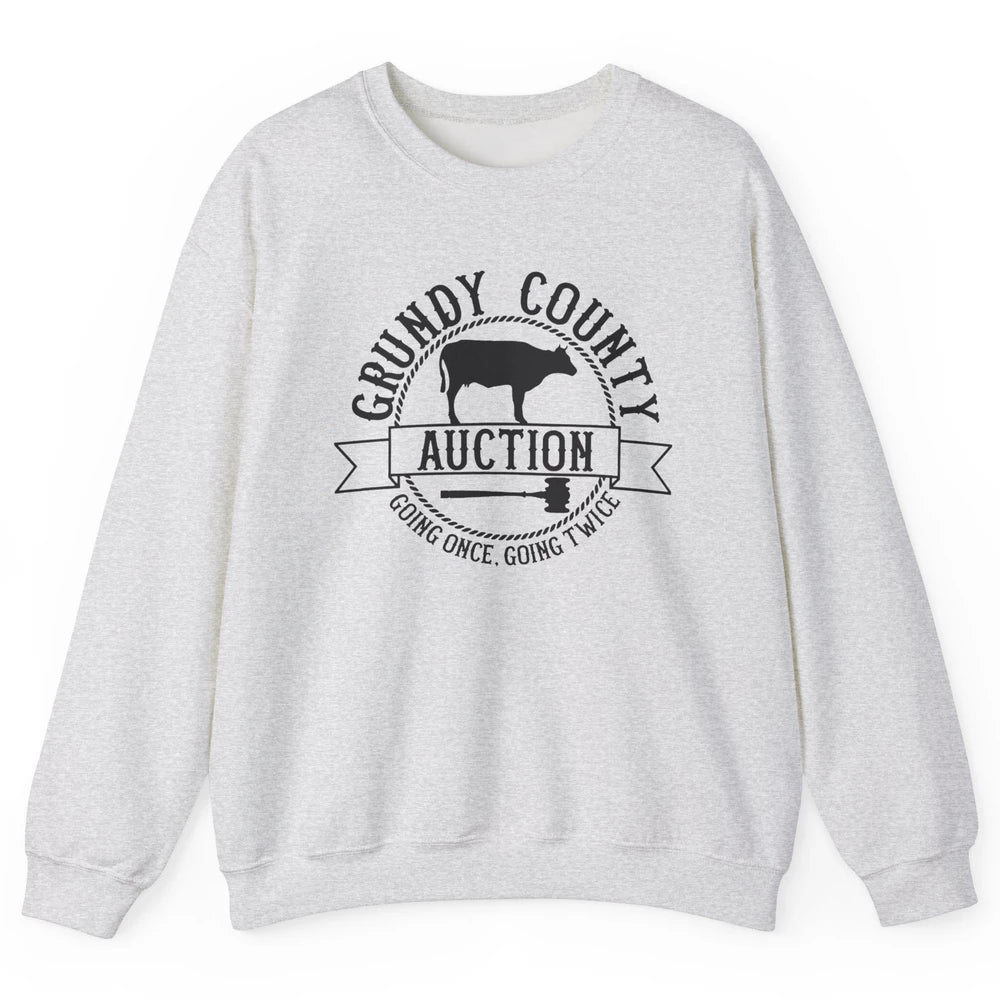 Retro Cow Cattle Grundy County Auction Western Country Farm Unisex Crewneck Sweatshirt