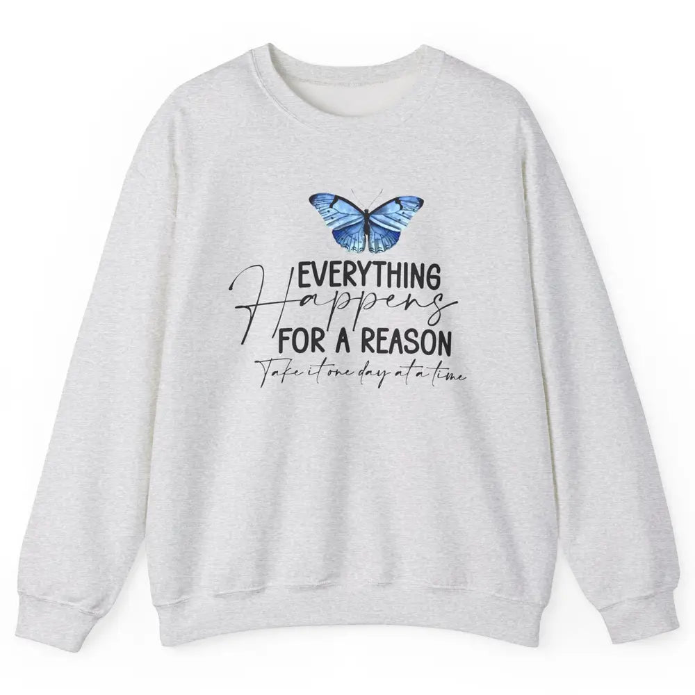 Retro Groovy Everything Happens For A Reason Inspirational Unisex Crewneck Sweatshirt