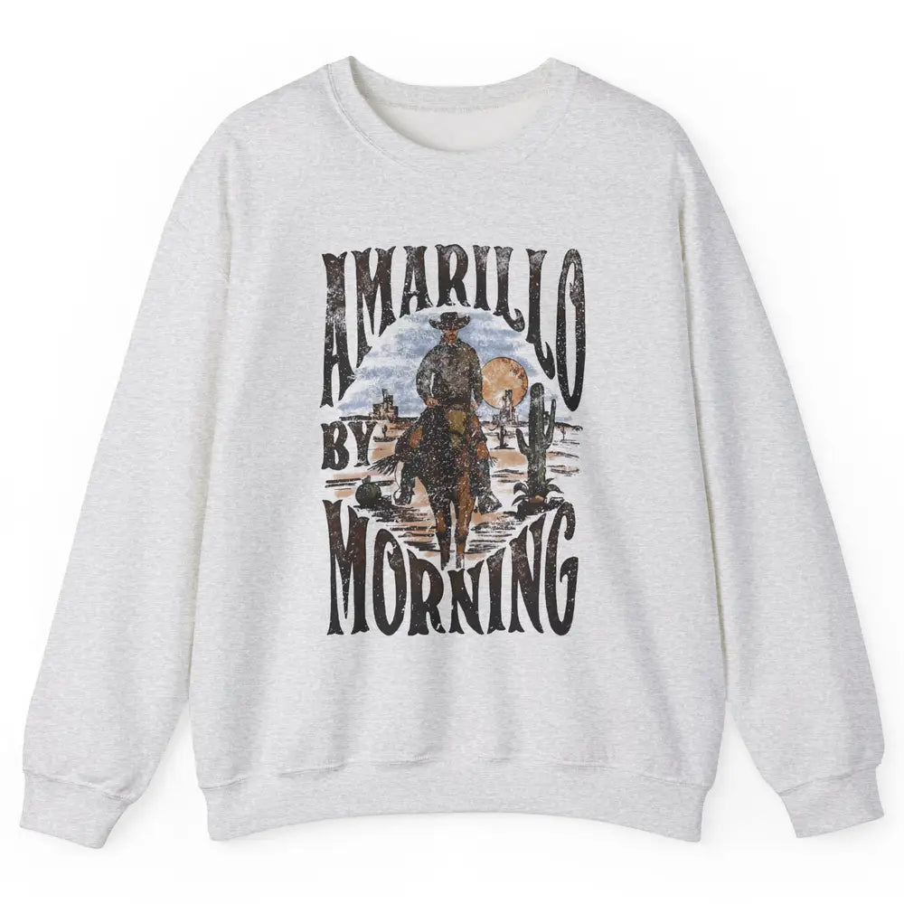 Retro Cowboy Riding Horse Desert Amarillo By Morning Western Unisex Crewneck Sweatshirt