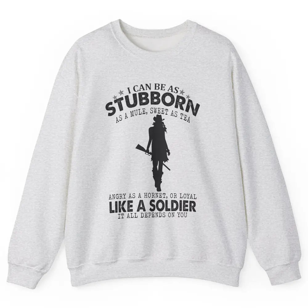Retro Cowgirl Stubborn As Mule Sweet As Tea Western Country Unisex Crewneck Sweatshirt
