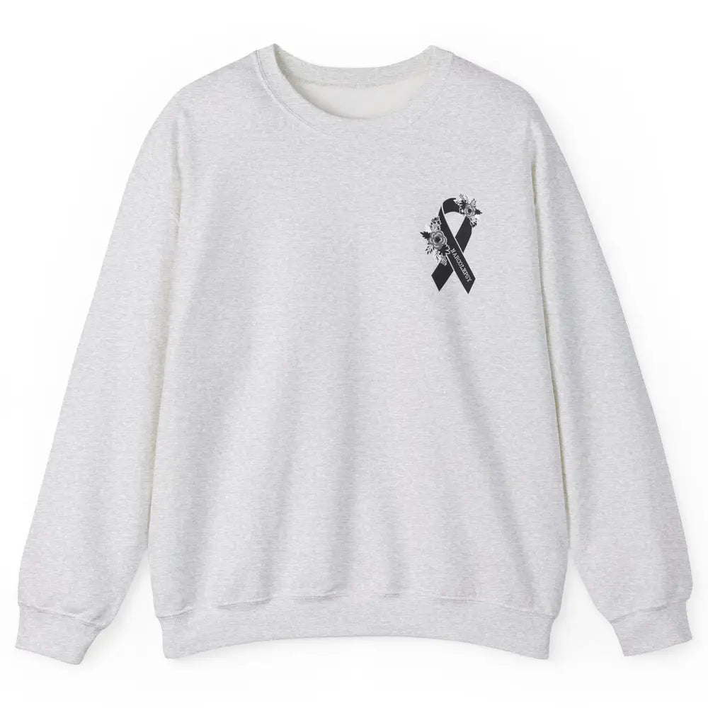 Narcolepsy Awareness Floral Black Ribbon Narcolepsy Support Unisex Crewneck Sweatshirt