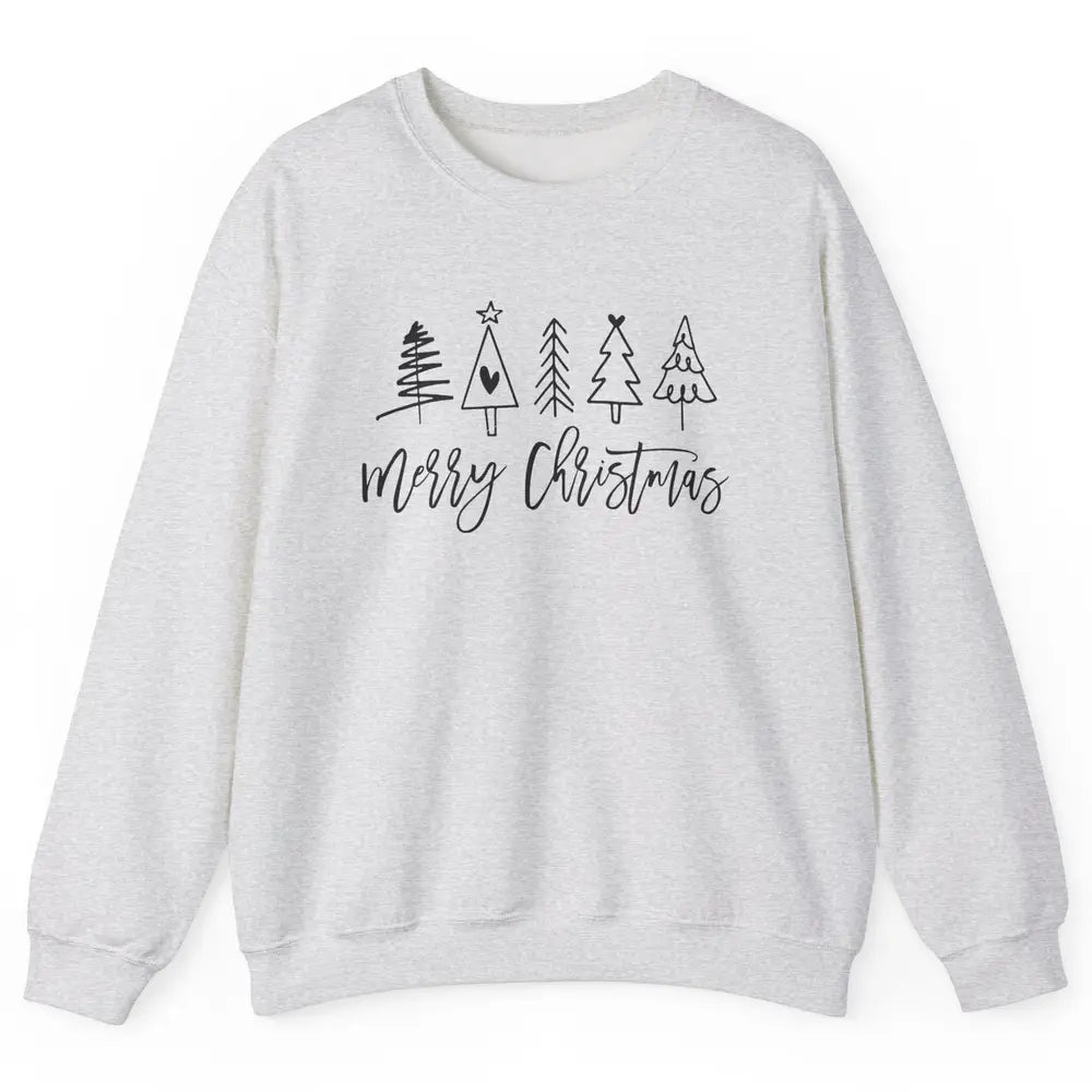 Merry Christmas Tree Heart Doodle Drawing Christmas Costume Unisex Crewneck Sweatshirt