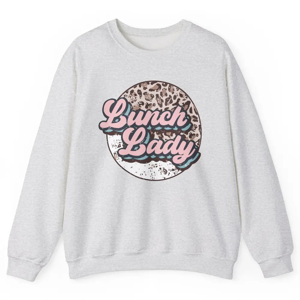 Retro Leopard Lunch Lady Cafeteria Life Lunch Lady Halloween Unisex Crewneck Sweatshirt