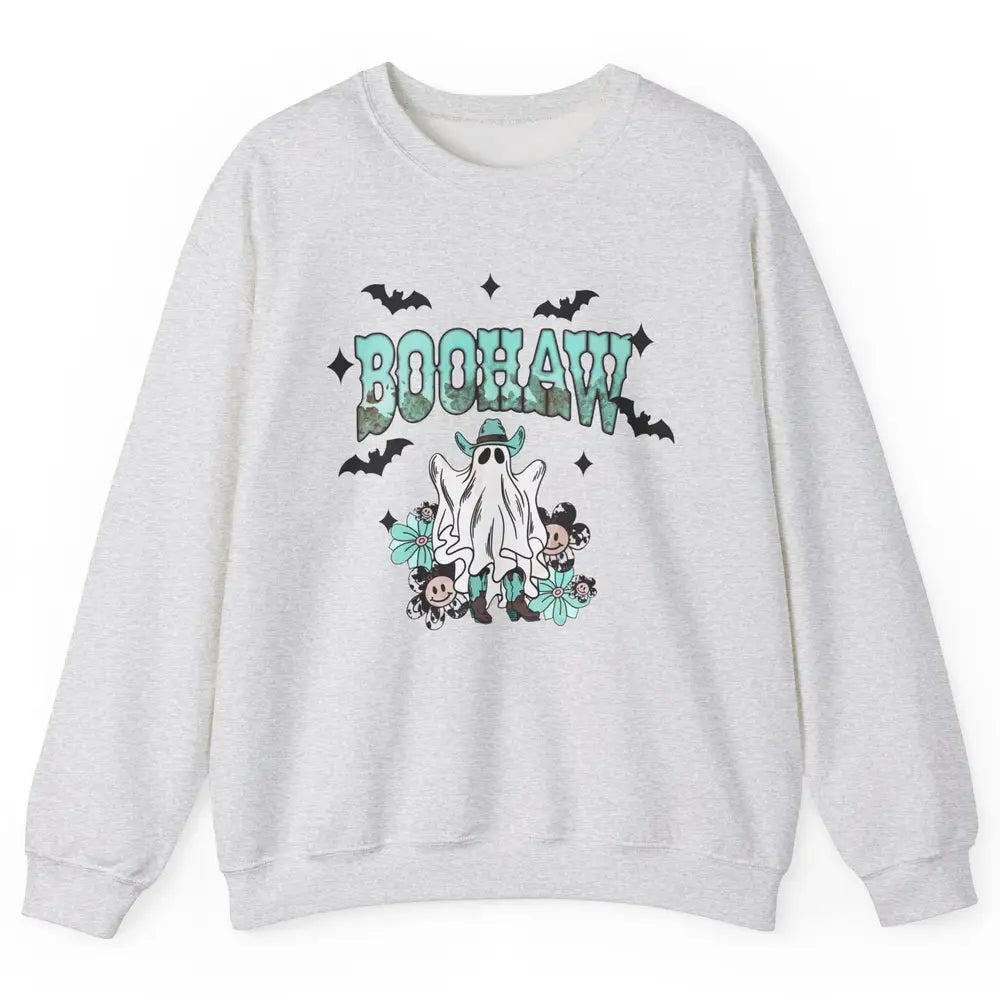 Retro Cowboy Ghost Boohaw Boot Scooting Western Halloween Unisex Crewneck Sweatshirt