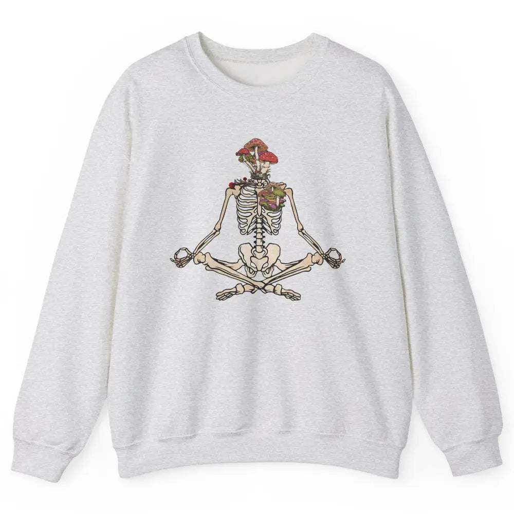 Vintage Skeleton Rib Mushroom Yoga Plants Lover Gardening Unisex Crewneck Sweatshirt