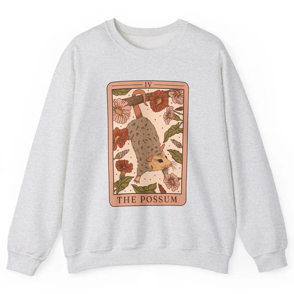 Possum Tarot Card Floral Possum Cat Lovers Team Trash Unisex Crewneck Sweatshirt
