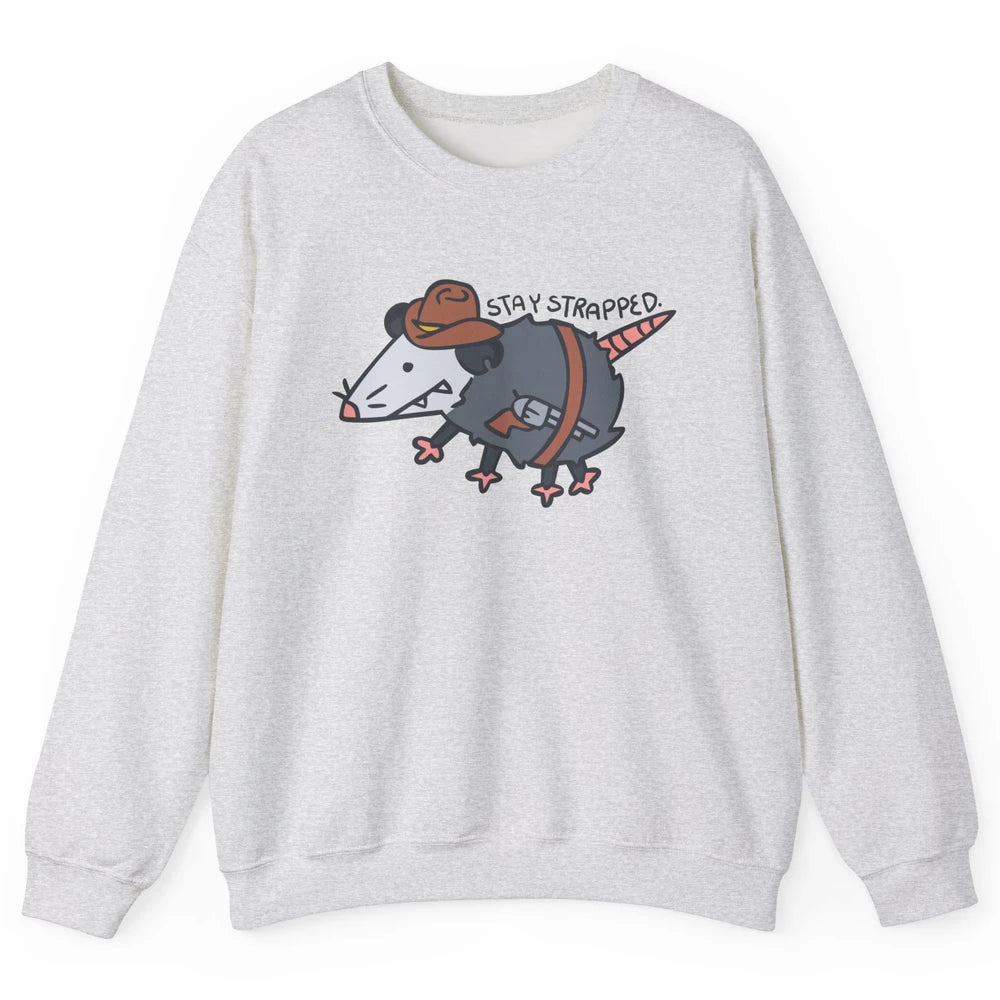 Retro Cowboy Opossum Stay Trapped Western Country Opossum Unisex Crewneck Sweatshirt