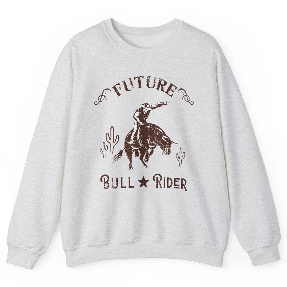 Retro Future Bull Rider Cowboy Western Country Cactus Riding Unisex Crewneck Sweatshirt
