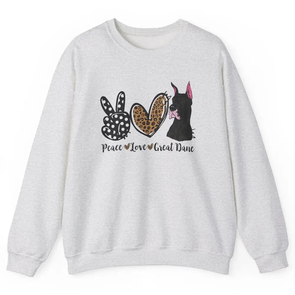 Peace Love Great Dane Dog Mom Dad Great Dane Lovers Leopard Unisex Crewneck Sweatshirt