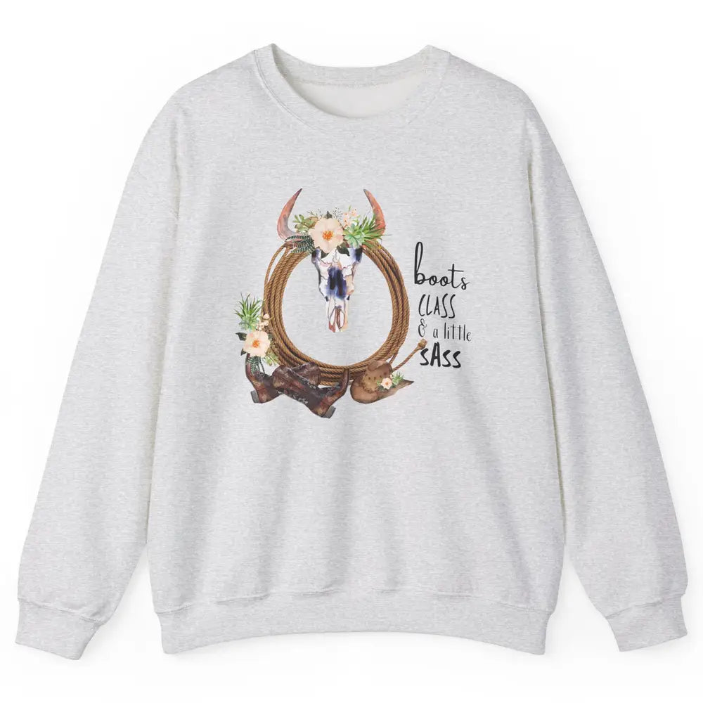 Retro Cowgirl Boots And Hat Boots Class A Little Sass Cowboy Unisex Crewneck Sweatshirt