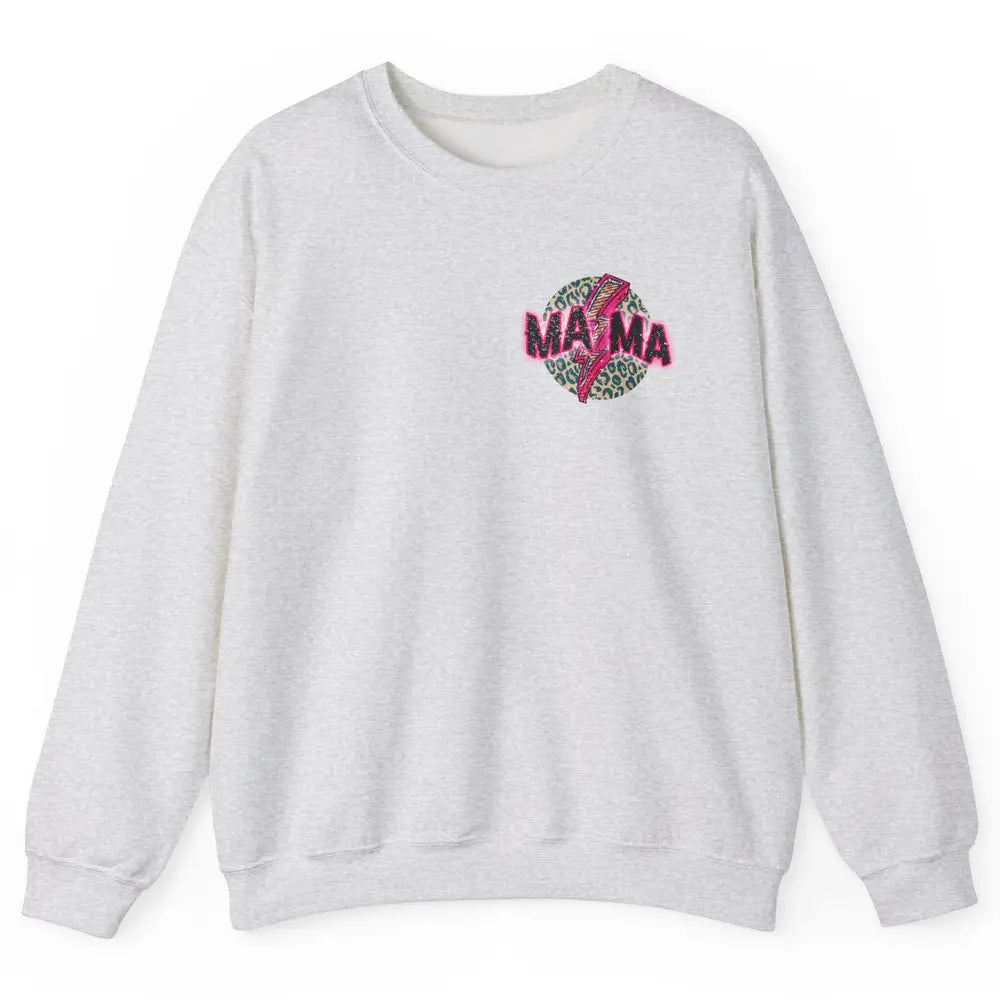 Retro Mama Leopard Pink Lightning Bolt Western Country Mama Unisex Crewneck Sweatshirt