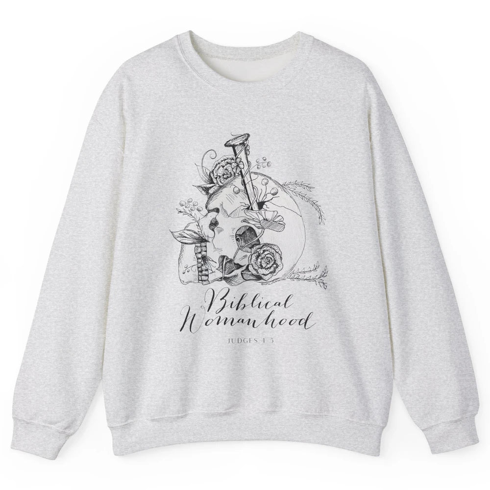 Biblical Womanhood Skull Floral Bible God Women Feminism Unisex Crewneck Sweatshirt
