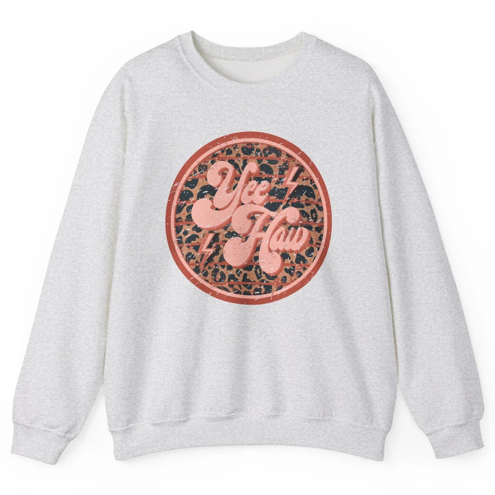 Retro Cowboy Yeehaw Leopard Western Country Cowgirls Horse Unisex Crewneck Sweatshirt