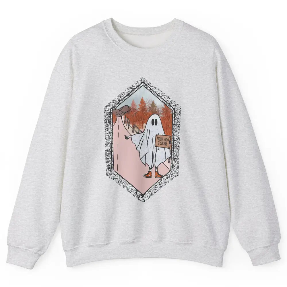 Funny Ghost Need Ride To Salem Witch Halloween Costume Unisex Crewneck Sweatshirt