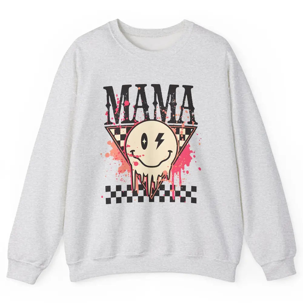 Retro Mama Lightning Bolt Smiling Face Western Mothers Day Unisex Crewneck Sweatshirt