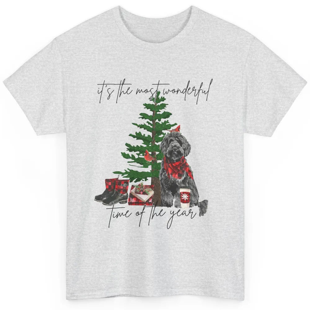 Black Golden Labradoodle Christmas Tree Most Wonderful Time Classic Unisex T-Shirt