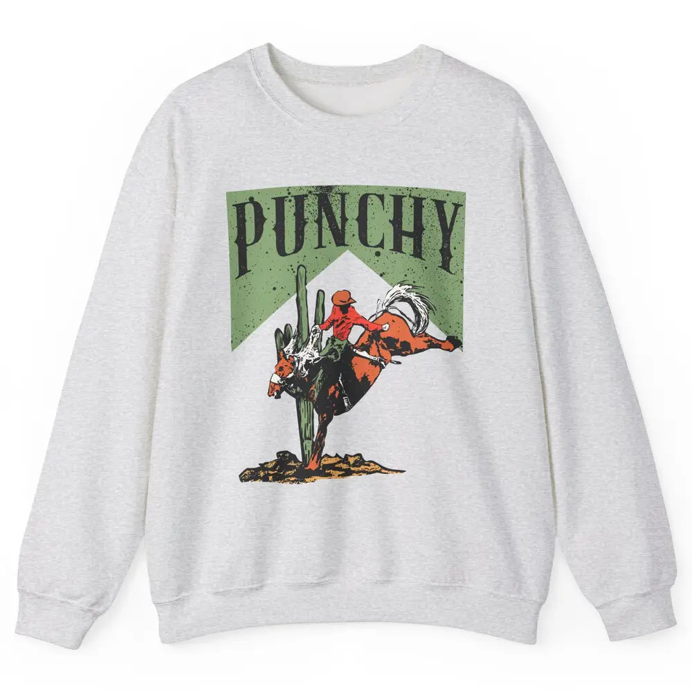 Retro Cowboy Rodeo Punchy Bucking Horse Western Country Unisex Crewneck Sweatshirt