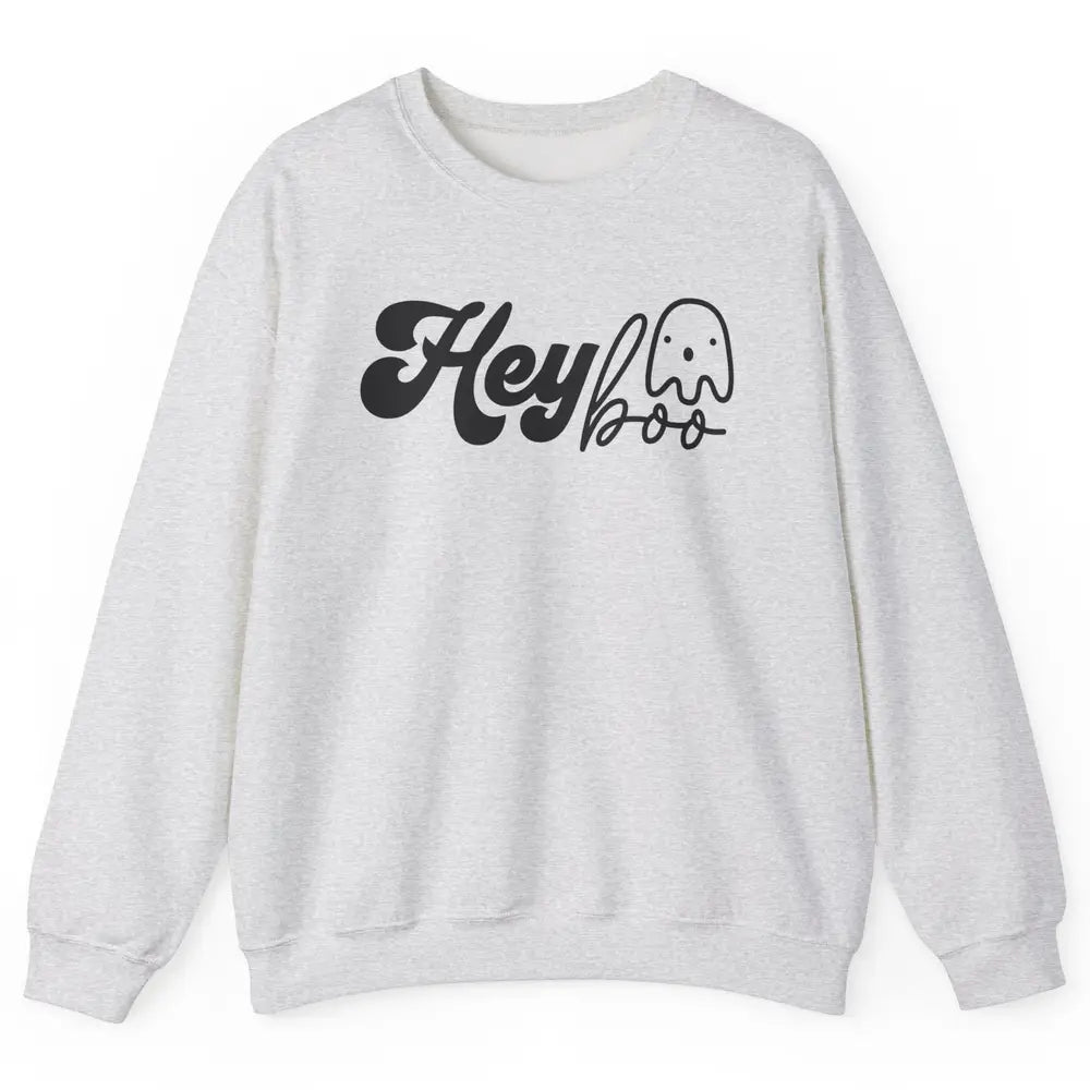 Funny Ghost Hey Boo Pumpkin Halloween Autumn Thanksgiving Unisex Crewneck Sweatshirt