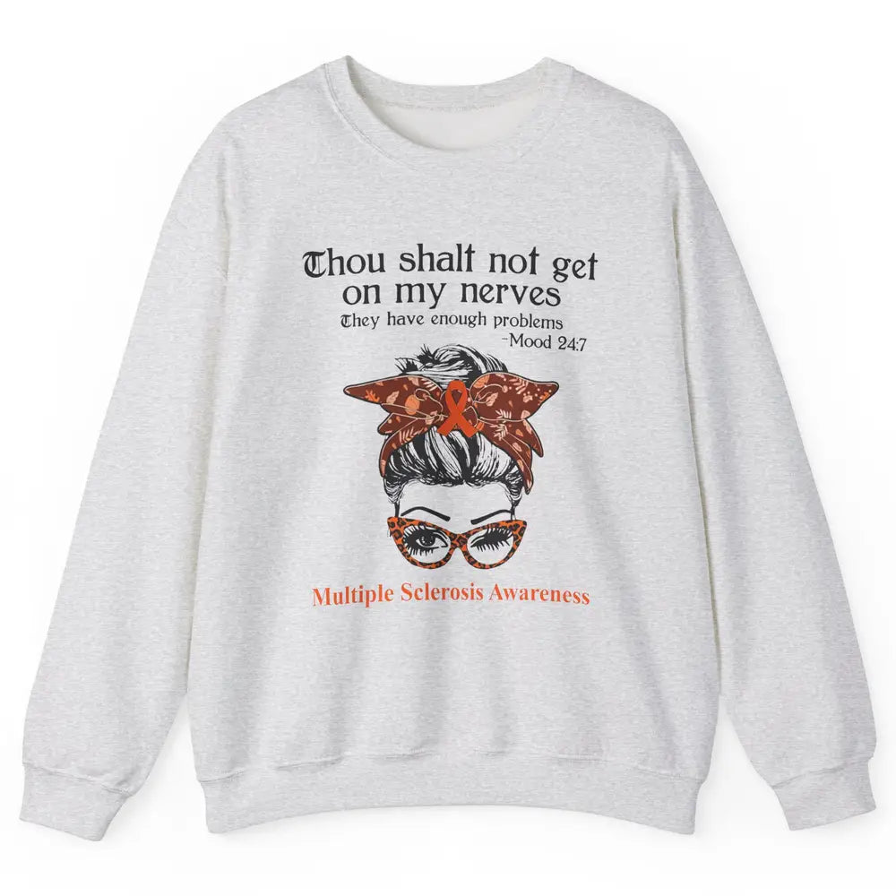 Multiple Sclerosis Awareness Messy Bun Ms Cancer Warrior Unisex Crewneck Sweatshirt