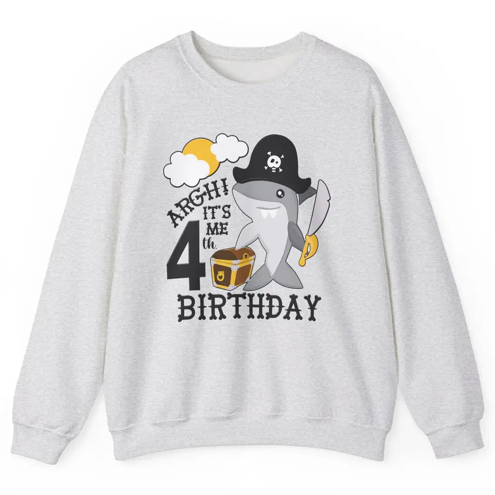 Pirate Shark 4th Birthday Party 4th Birthday Boy Girl Gift Unisex Crewneck Sweatshirt