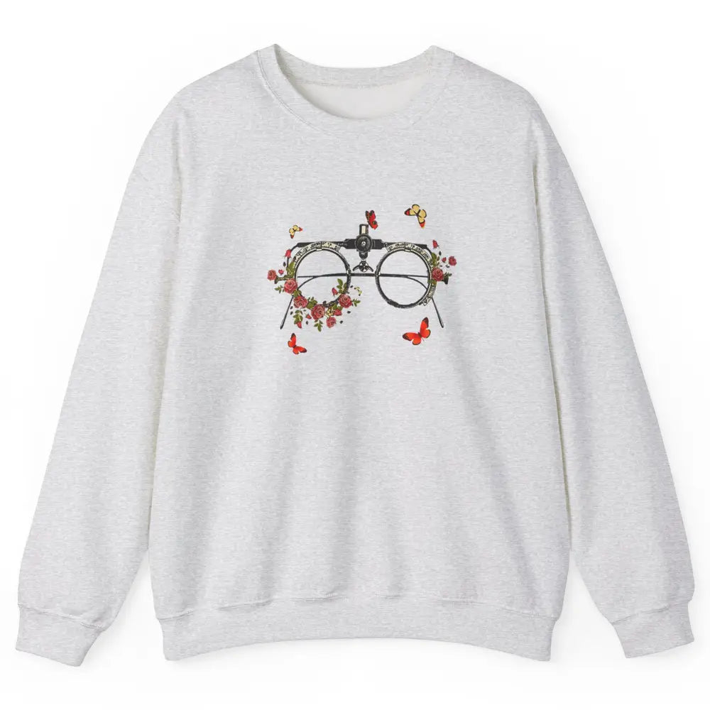 Optometrist Wildflower Phoropter Eyeglasses Doctor Optician Unisex Crewneck Sweatshirt