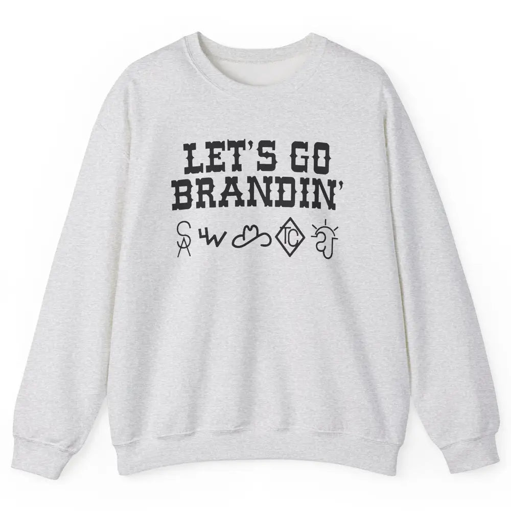 Retro Cowboy Hat Let's Go Brandin' Western Country Symbols Unisex Crewneck Sweatshirt