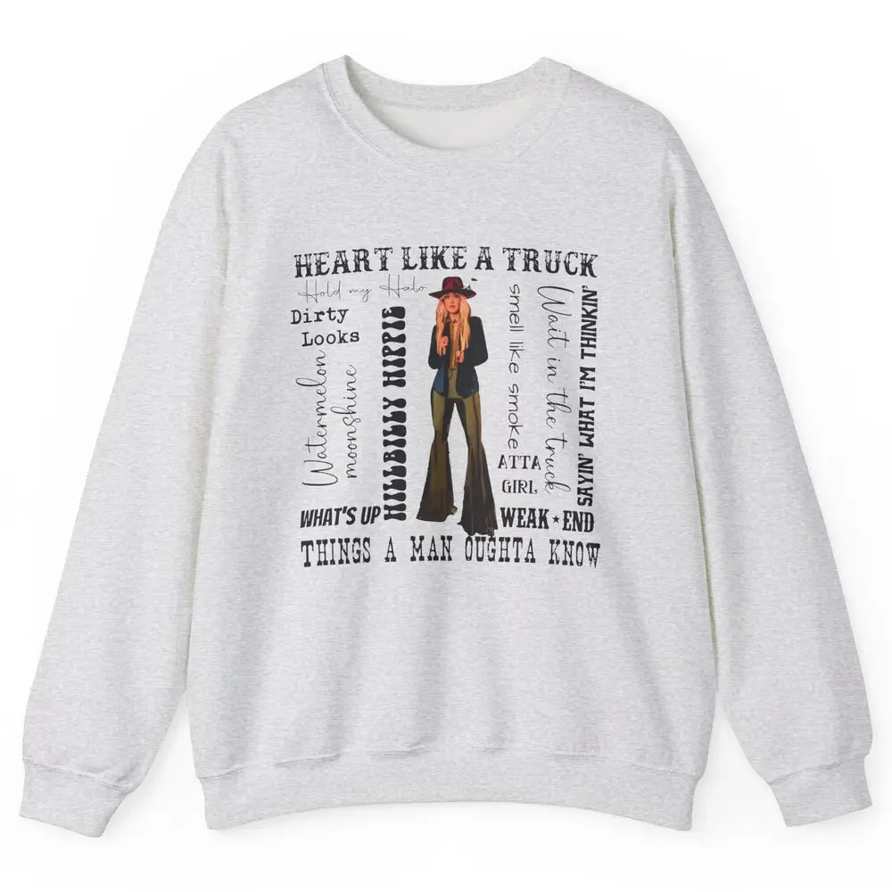 Retro Cowgirl He Said Wait In The Truck Western Country Unisex Crewneck Sweatshirt