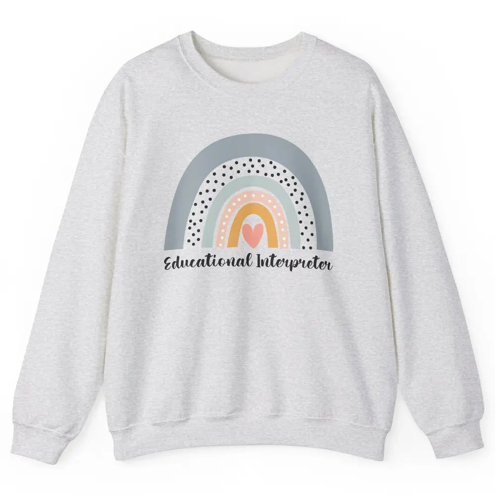 Retro Boho Rainbow Educational Interpreter Back To School Unisex Crewneck Sweatshirt