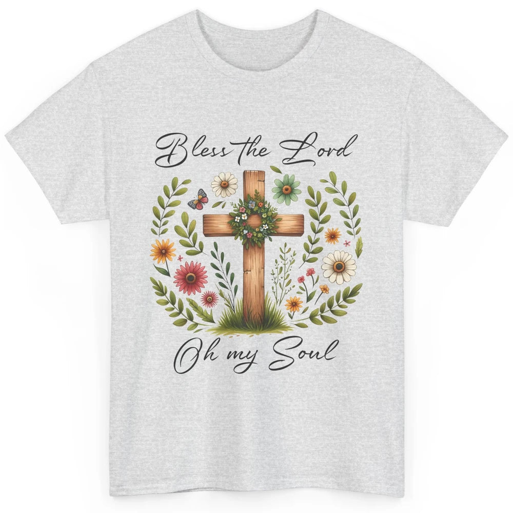 Bible Verse Bless The Lord Oh My Soul Christian Cross Retro Jesus Christ Church Classic Unisex T-Shirt