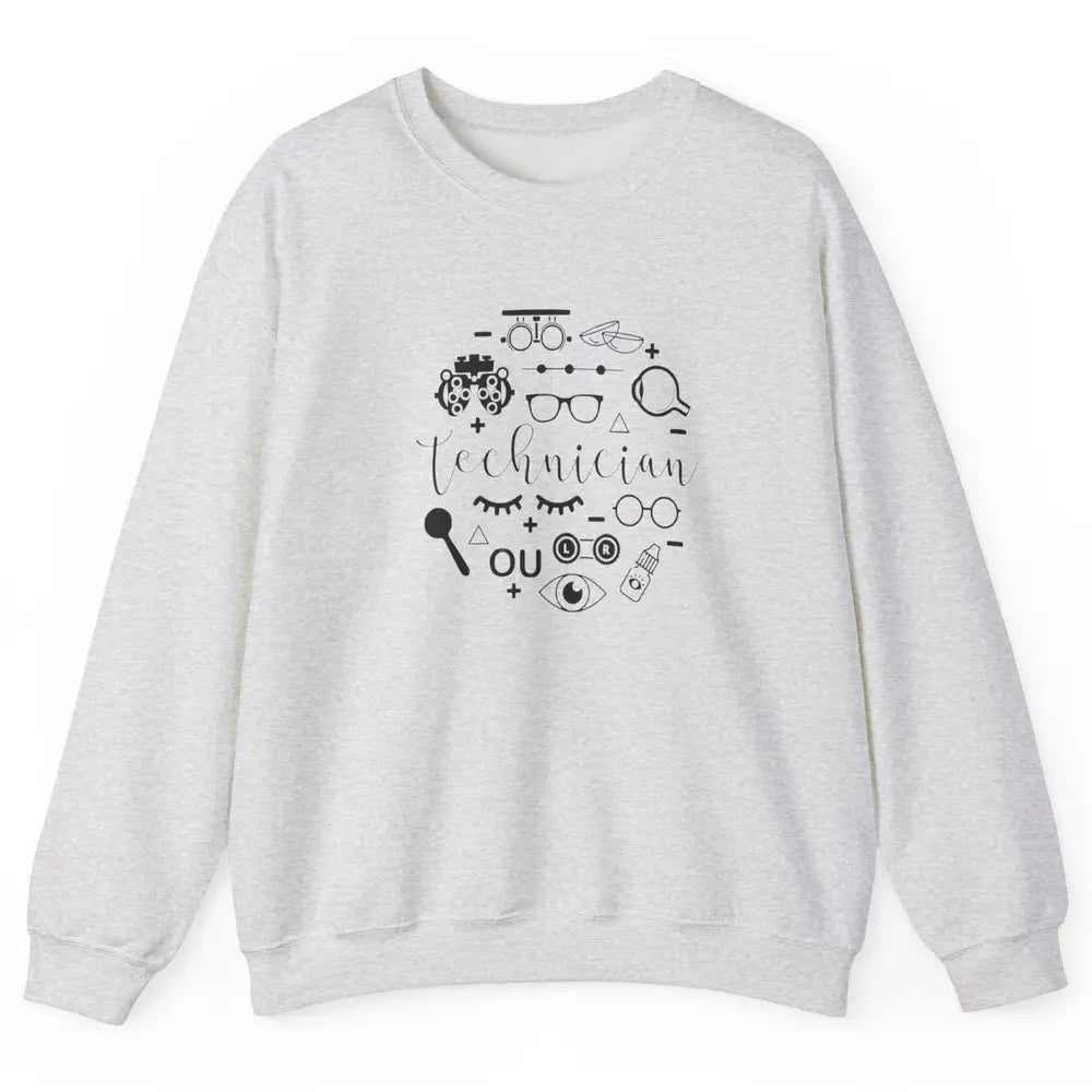 Optometry Symbols Eyeglasses Optician Optometrist Technician Unisex Crewneck Sweatshirt