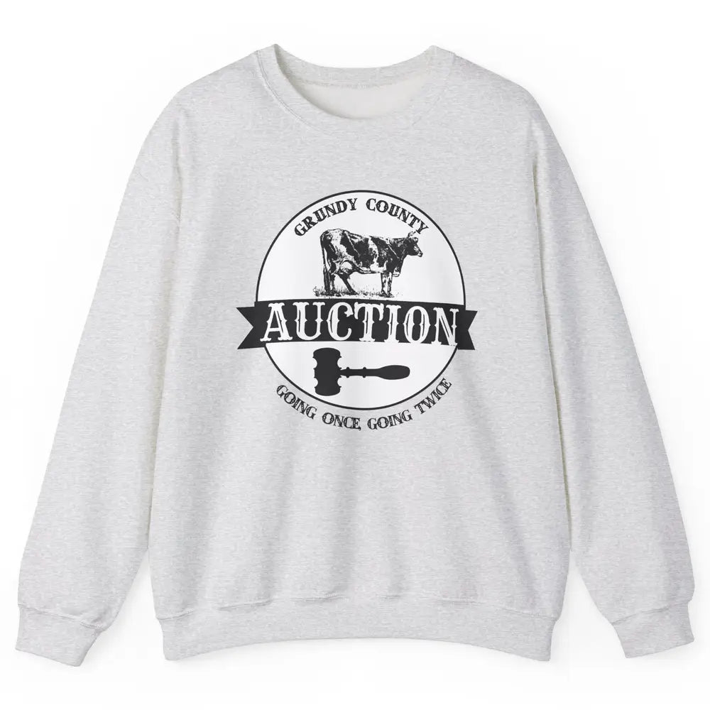 Retro Cow Cattle Grundy County Auction Western Country Farm Unisex Crewneck Sweatshirt