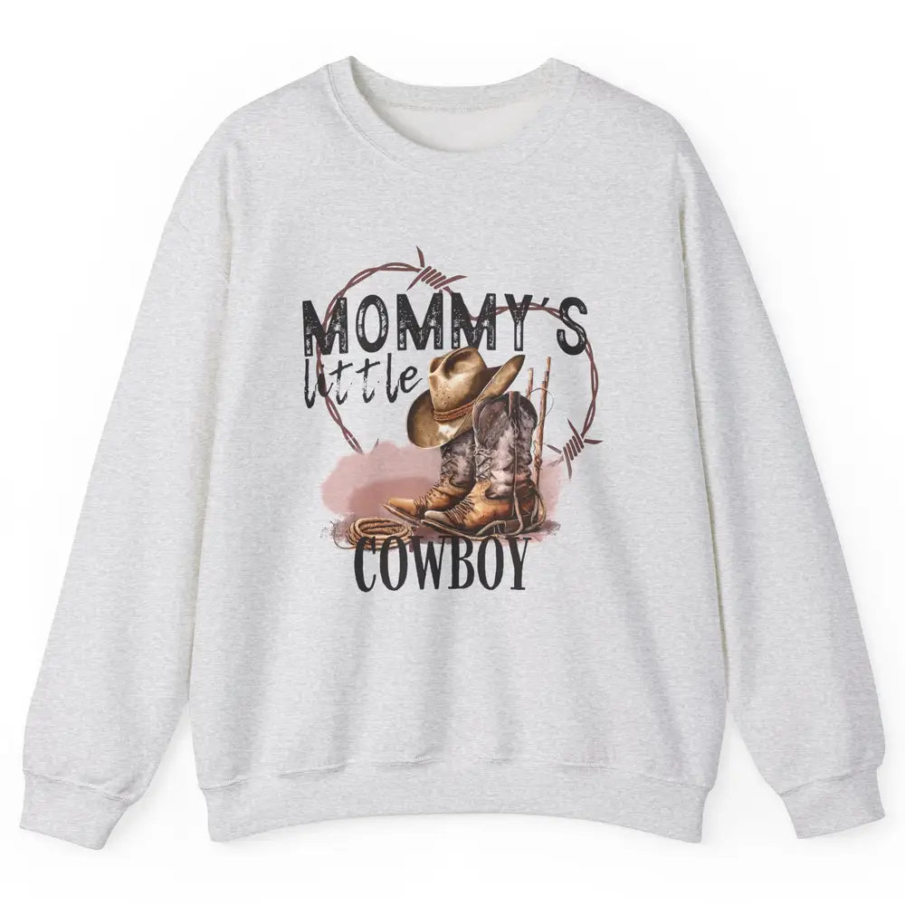 Mommy's Little Cowboy Western Mama Boots Rancher Mother Unisex Crewneck Sweatshirt