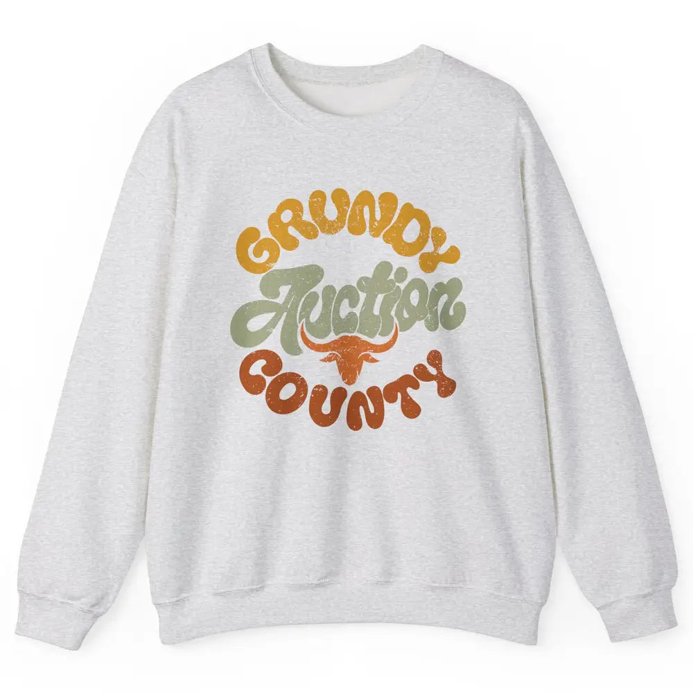Retro Cow Cattle Grundy County Auction Western Country Farm Unisex Crewneck Sweatshirt