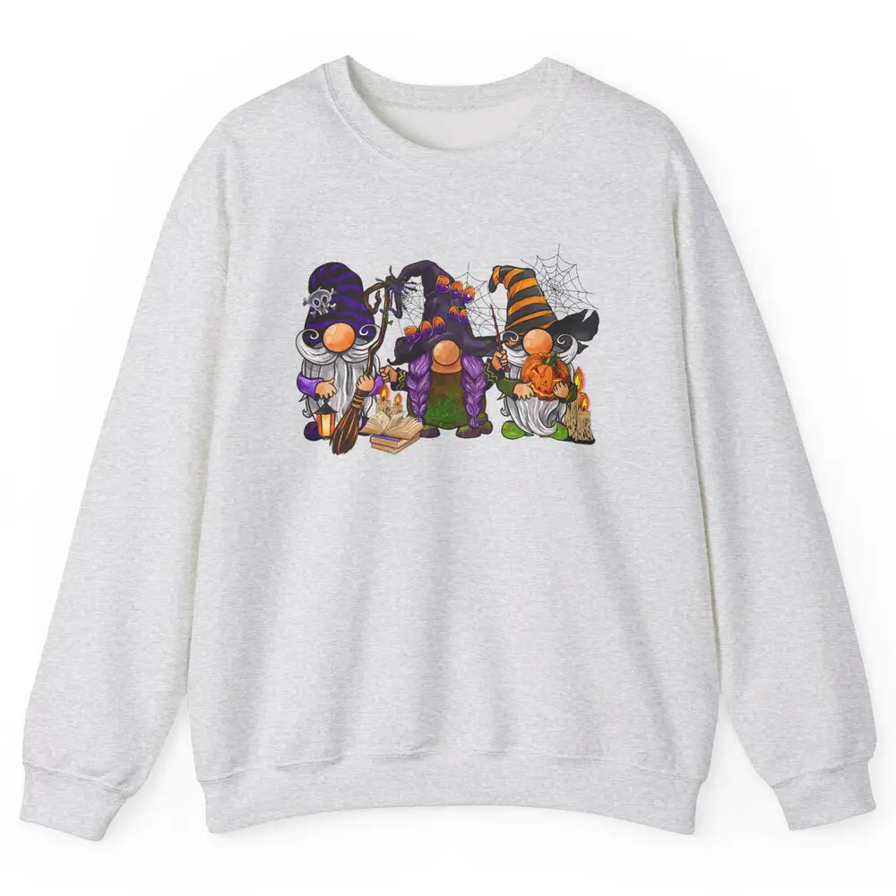 Retro Gnomes Witch Halloween Witchy Gnomies Horror Hallows Unisex Crewneck Sweatshirt