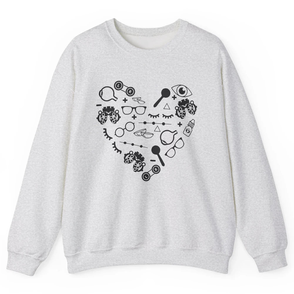 Optometry Symbols Heart Eyeglasses Spectacles Optician Life Unisex Crewneck Sweatshirt