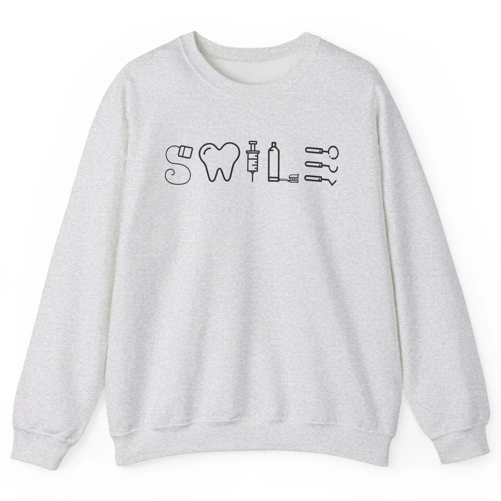 Retro Dental Hygienist Life Smile Dental Tools Dentist Life Unisex Crewneck Sweatshirt