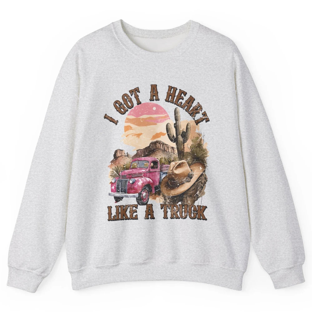 Retro Desert I Got A Heart Like A Truck Western Country Girl Unisex Crewneck Sweatshirt