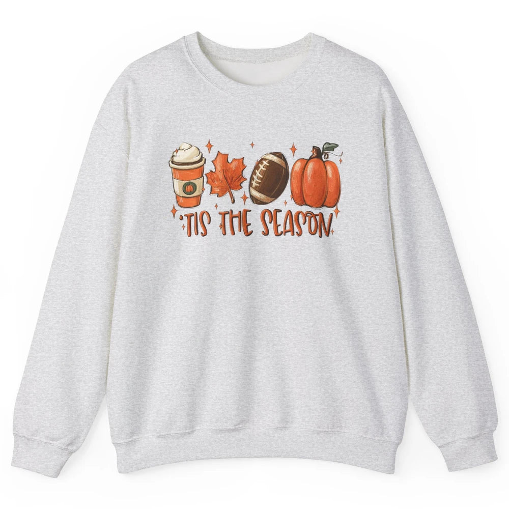Pumpkin Spice Football Tis The Season Fall Thanksgiving Gift Unisex Crewneck Sweatshirt
