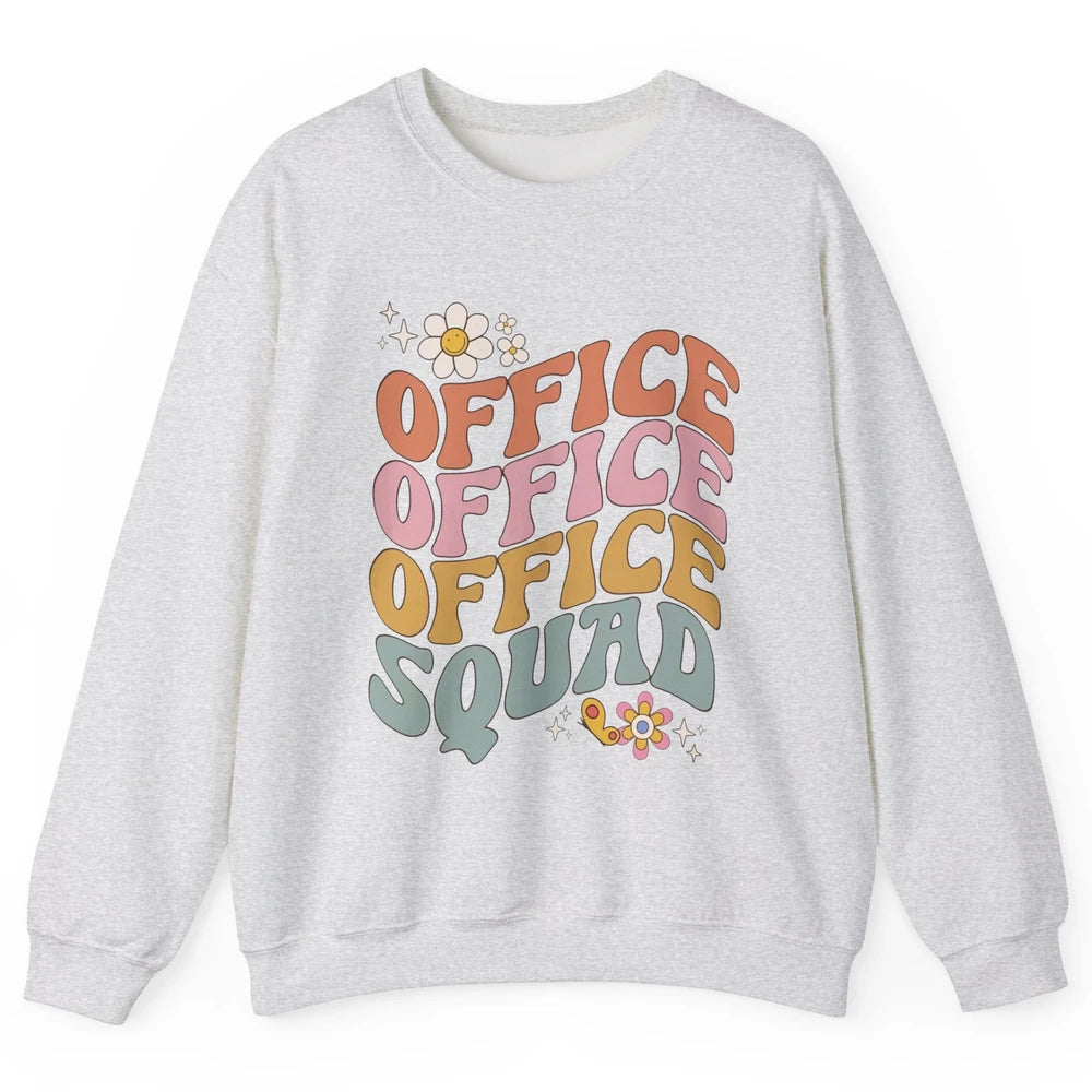 Retro Office Squad Hippie Groovy Office Staff Positive Mind Unisex Crewneck Sweatshirt