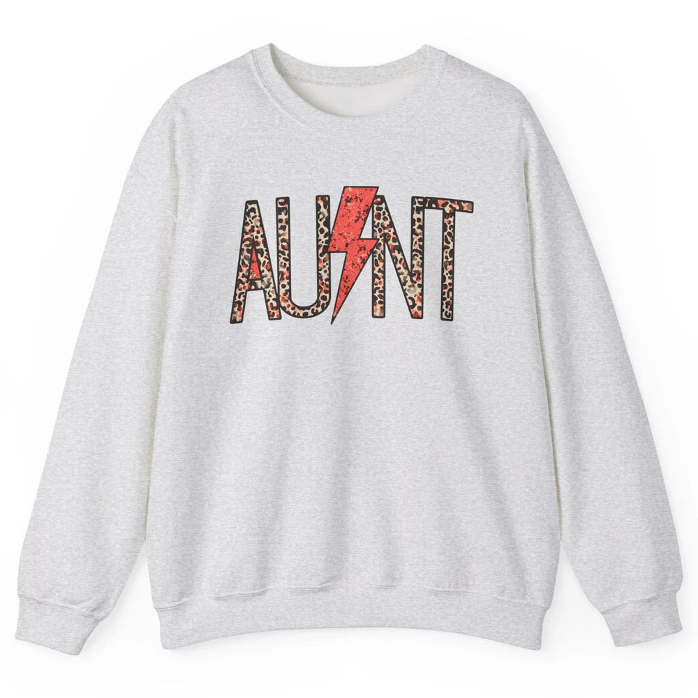 Retro Leopard Aunt Lightning Bolt Western Country Auntie Unisex Crewneck Sweatshirt