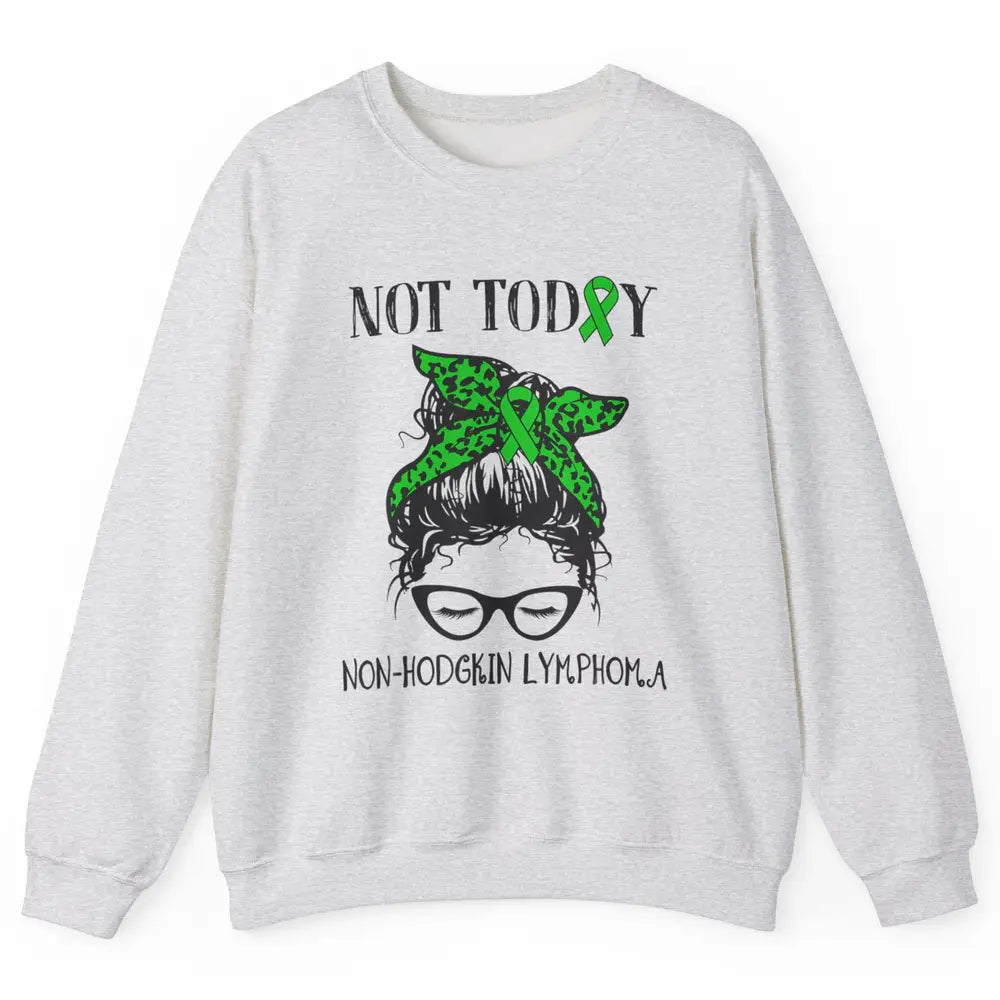 Non-Hodgkin Lymphoma Cancer Warrior Messy Hair Leopard Green Unisex Crewneck Sweatshirt