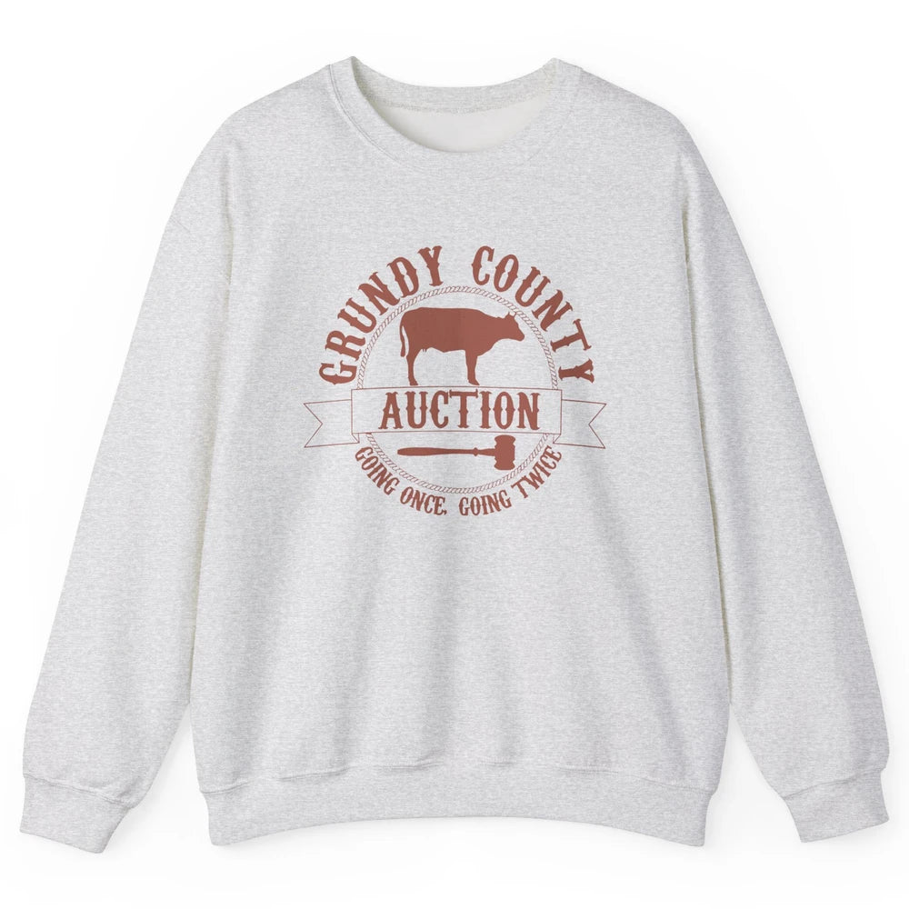 Retro Cow Cattle Grundy County Auction Western Country Farm Unisex Crewneck Sweatshirt