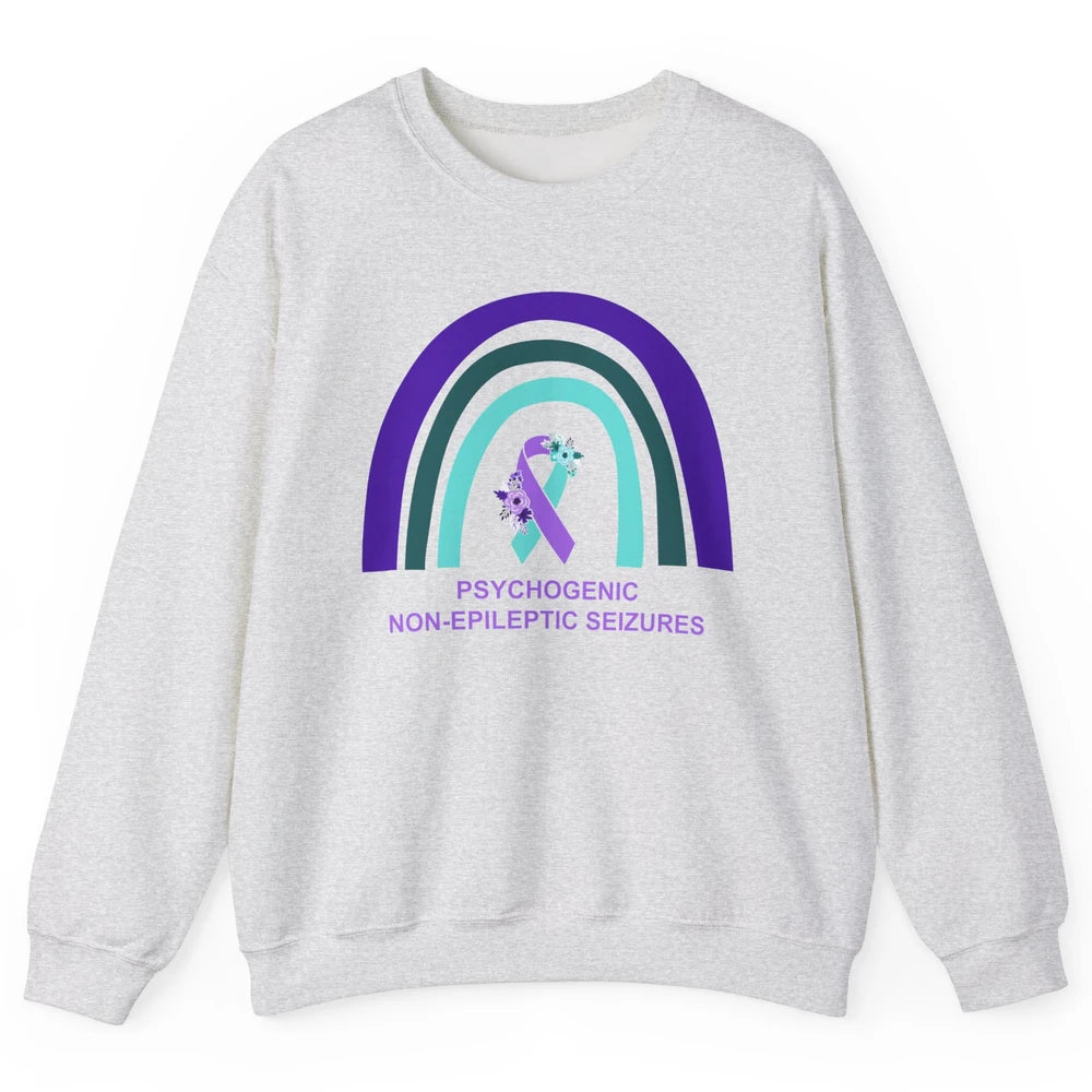 Psychogenic Non-epileptic Seizures PNES Purple Teal Rainbow Unisex Crewneck Sweatshirt