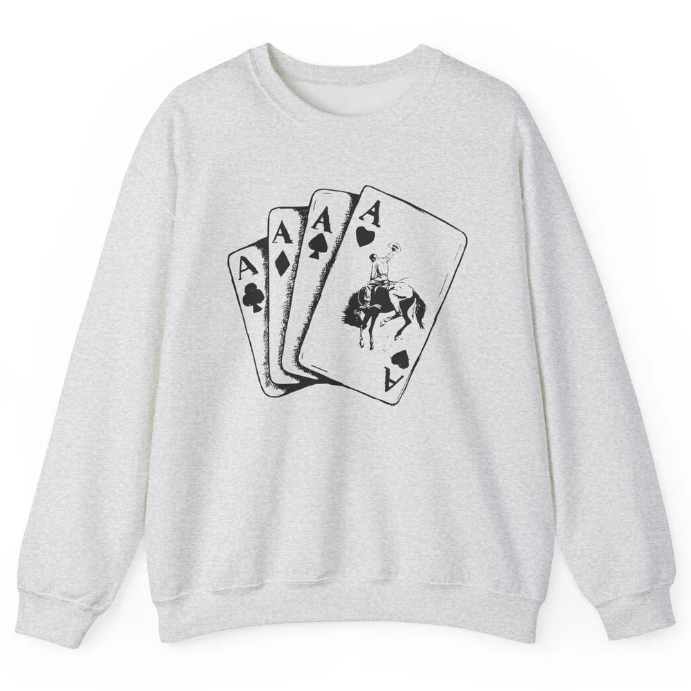 Punchy Cowboy Hold Your Horses Cards Western Country Rodeo Unisex Crewneck Sweatshirt