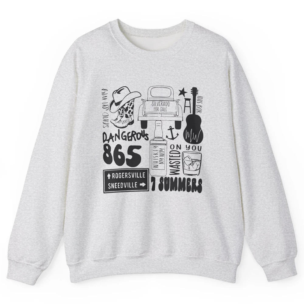 Retro Cowboy Boot Hat Sand In My Boots Western Country Music Unisex Crewneck Sweatshirt