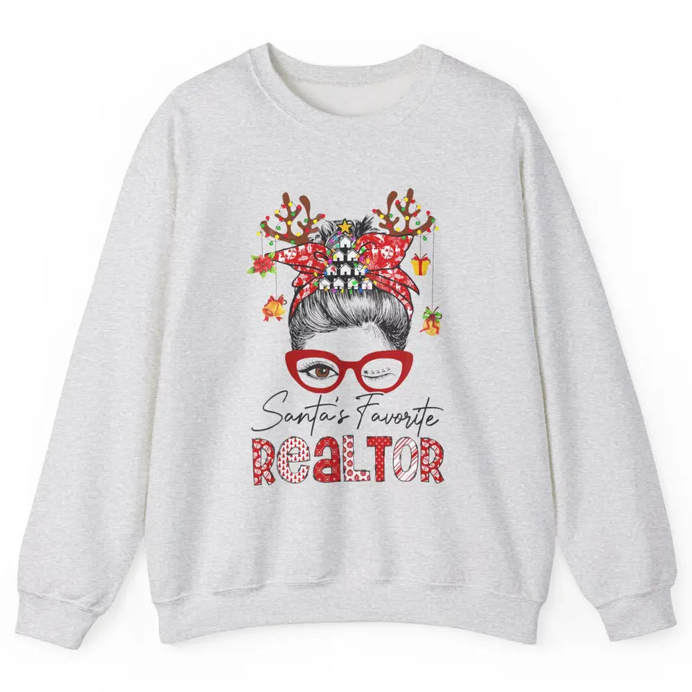 Merry Christmas Xmas Santa Messy Hair Realtor Real Estate Unisex Crewneck Sweatshirt