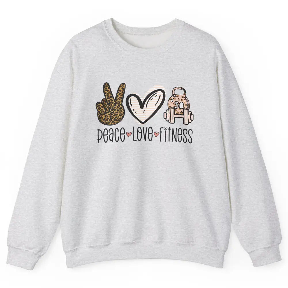 Peace Love Fitness Leopard Fitness Workout Gym Trainer Gift Unisex Crewneck Sweatshirt